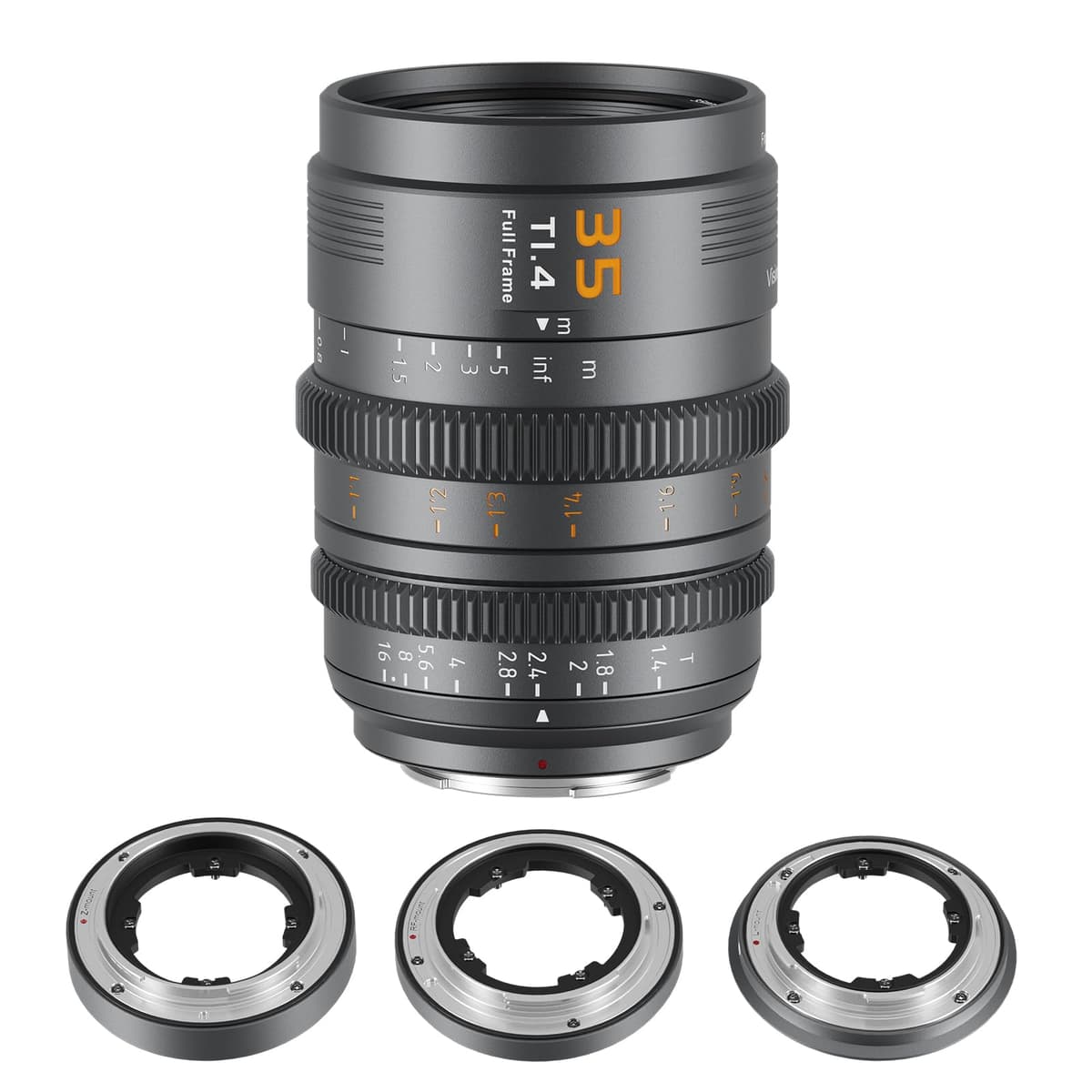 SIRUI VP-1 35mm T1.4 Lente Cine Full Frame con Montura E y Monturas Intercambiables RF/Z/L (Gris Metal) VP-1-35G-AM