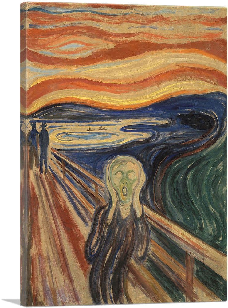 ARTCANVAS The Scream 1910 - Impresión en canvas estirada y enmarcada 60" x 40" (1.50" profundidad)
