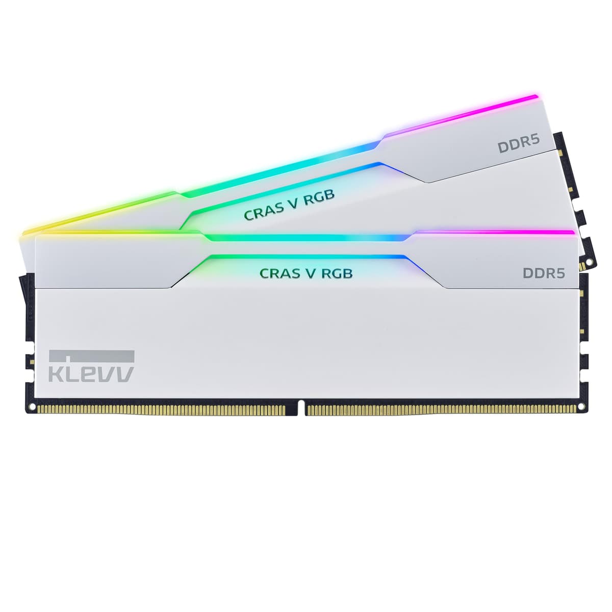 KLEVV CRAS V RGB DDR5 64GB (2x32GB) 6400MHz CL32 SK Hynix A-Die, XMP 3.0 / AMD EXPO Ready - White (KD5BGUA80-64A320J)