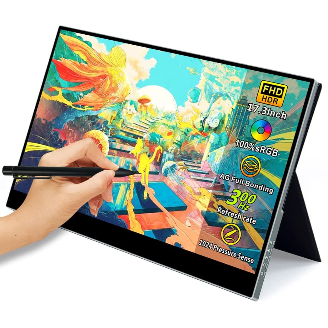 Magedok M140A 17.3" Monitor portátil táctil FHD 300Hz 1ms con lápiz capacitivo, USB-C y Mini HDMI MG300 FT01