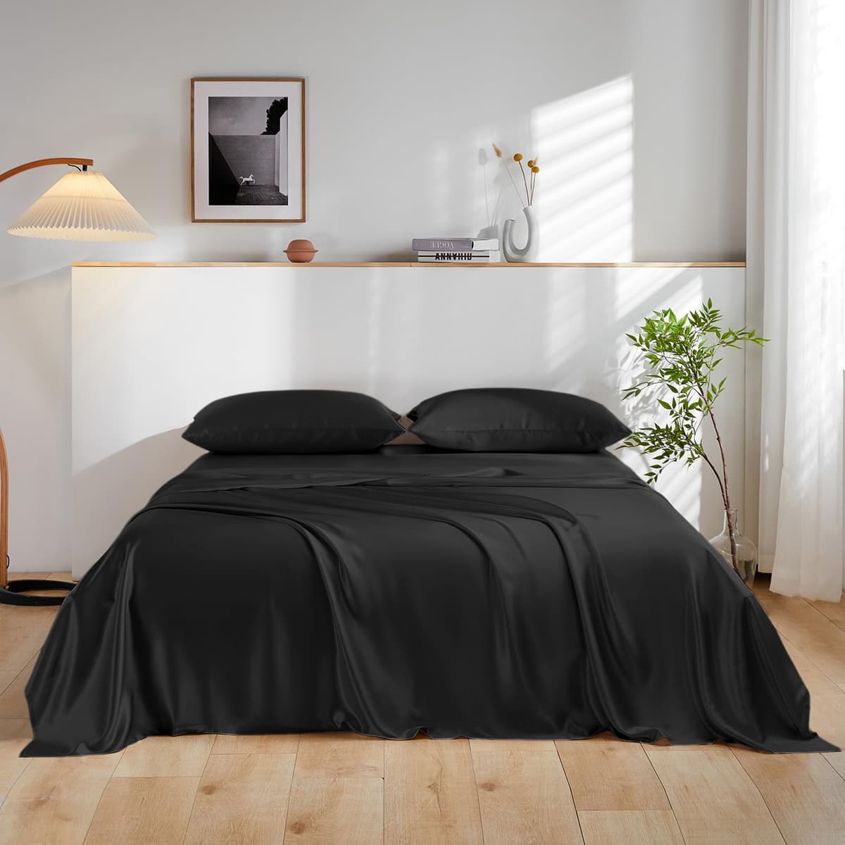 Juego de sábanas 100% seda Mulberry THXSILK 4 piezas - King, Negro