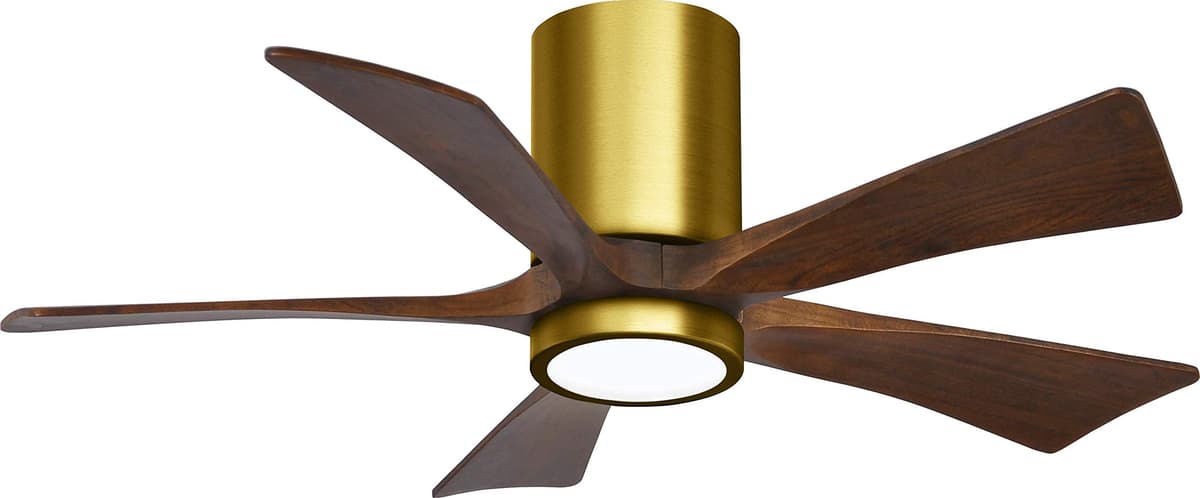 Matthews Irene 42" con Luz 5CCT Ventilador Flush Mount DC Silencioso con 5 Aspas Madera Tone Walnut, Brushed Brass IR5HLK-BRBR-WA-42