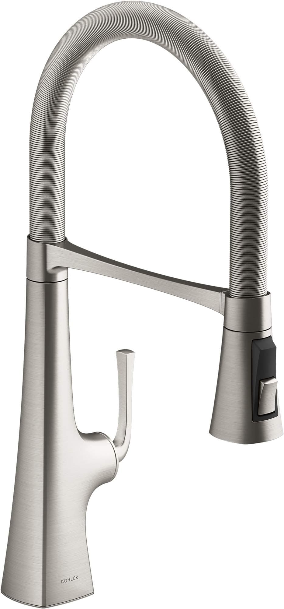 Kohler 22061-VS Grifo de cocina Graze 3 funciones, acero vibrante