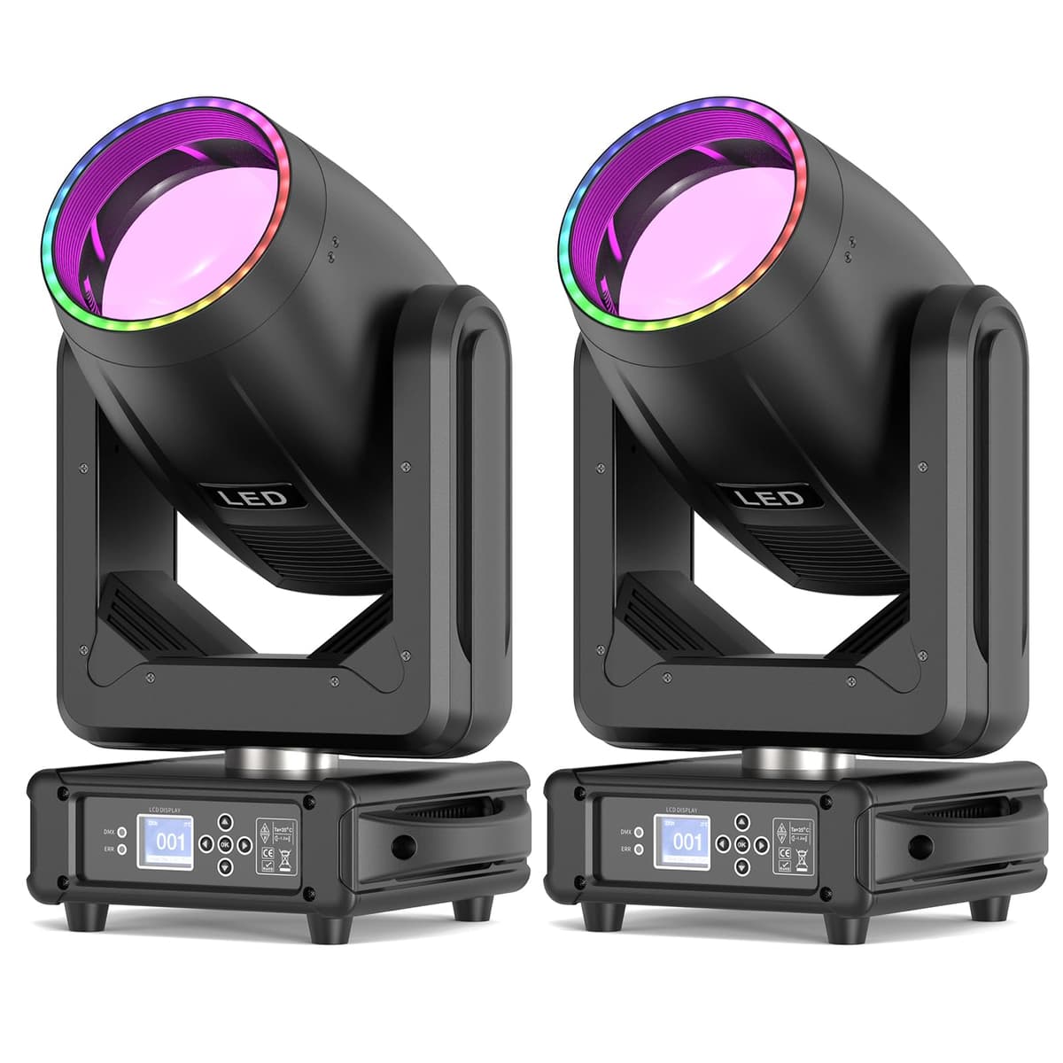 Datewink Moving Head 250W - Pack de 2 - Efectos Beam/Prisma/Lavado/Estroboscopio con 18 GOBOs - 48 Facetas ZQ02372US