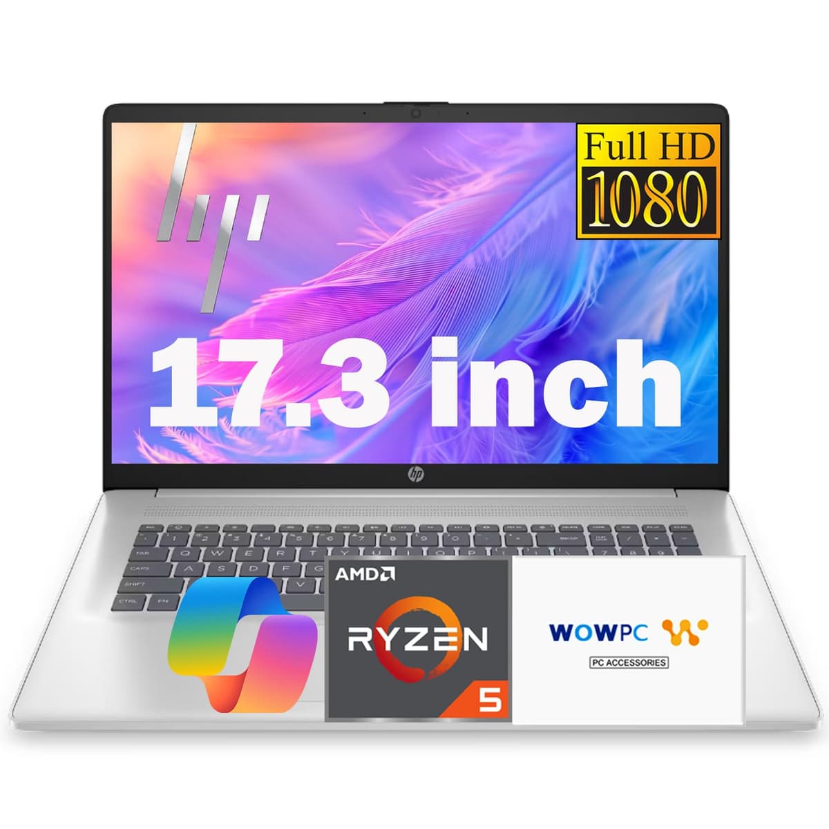 HP Laptop empresarial de 17 pulgadas Edición limitada Acción de Gracias 2025, pantalla FHD IPS antirreflejo de 17.3'', AMD Ryzen 5 7430U (rinde como Core i7-1355U), 16GB RAM, 512GB SSD, HDMI, Windows 11 Pro, Wi-Fi 6, USB WOWPC