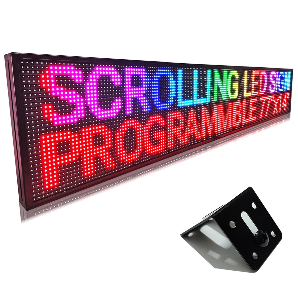 HUASHENKEXIAN Cartel LED programable para exterior HS-005, pantalla digital desplazable Full Color P10 77’’x14’’