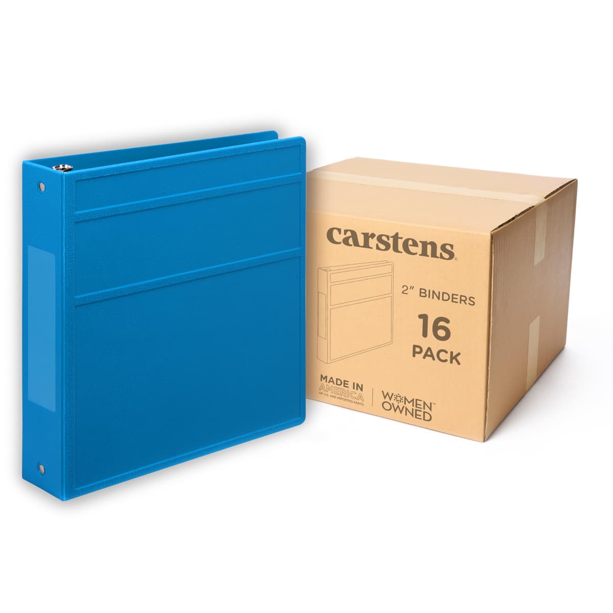 Carstens carpeta de 3 aros 2" resistente, apertura lateral, color Pool Blue, sin bolsillos 5828-3RCS