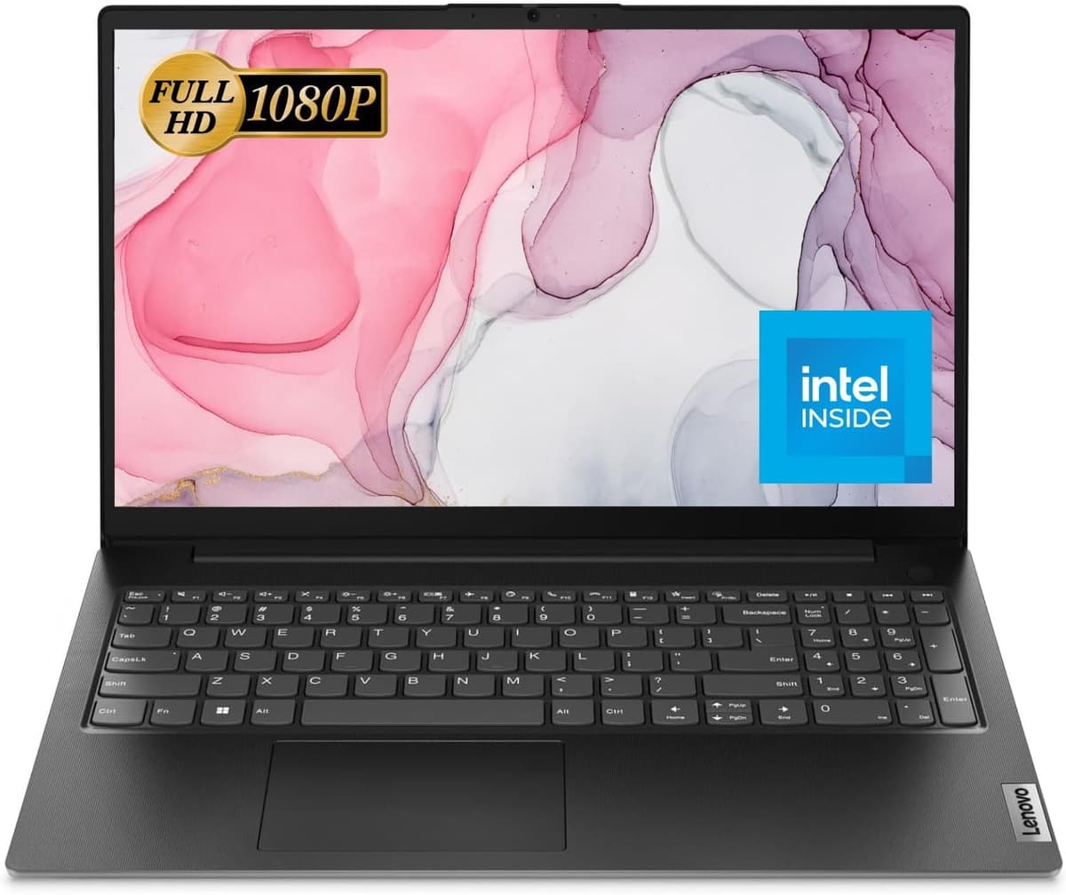 Lenovo V15 G2 Laptop, pantalla FHD de 15.6", procesador Intel N4500, 16GB RAM, SSD de 2TB, cámara web, HDMI, Wi-Fi, Windows 11 Home, color negro Intel Celeron N4500