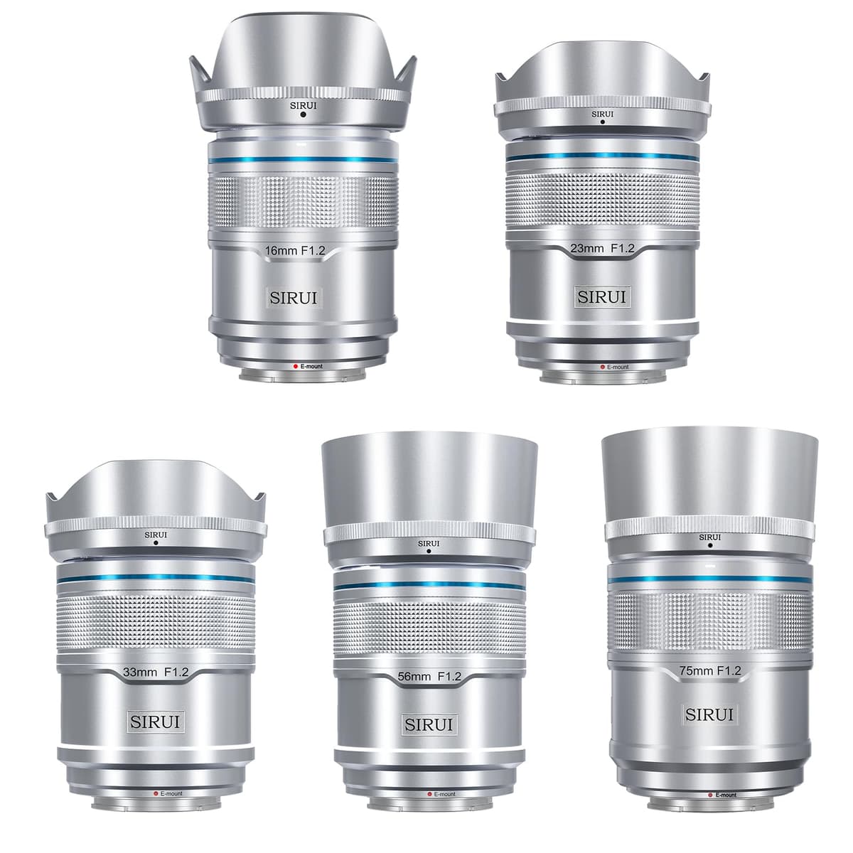 SIRUI Sniper Set de lentes AF F1.2 para APS-C (E Mount, plateado) AS-5S-ES