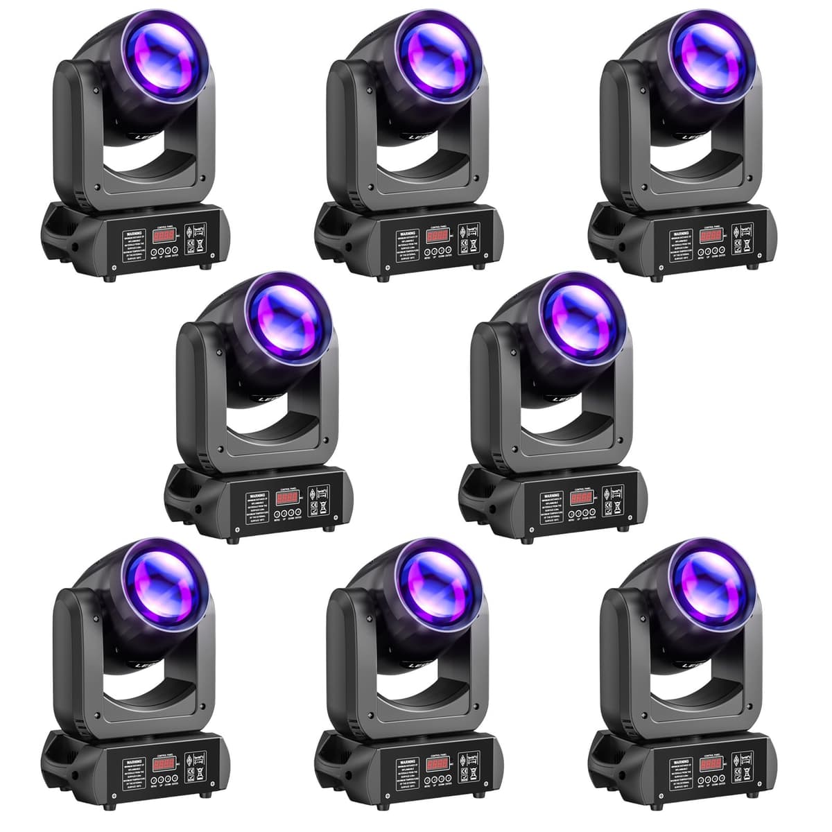 WZYBUTA 8PCS Moving Head 150W Beam LED, 8 Gobos, 8 Colores, Prism 18 Facetas, DMX512 ZQ02341