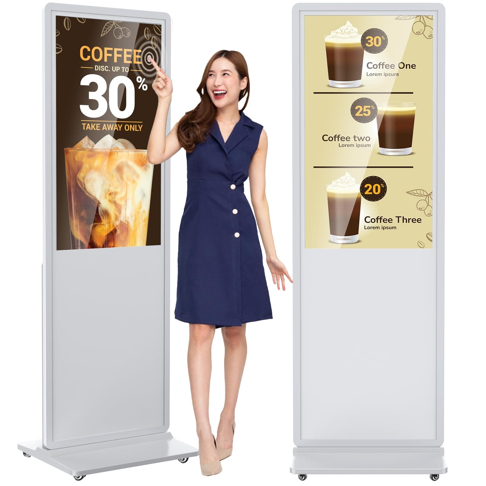 YCKJNB Kiosco Digital Táctil 37" IPS Floor Standing con Android, WiFi, HDMI/USB - Blanco FDSALL