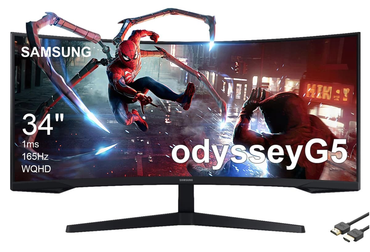 SAMSUNG 34" Odyssey G5 Ultra-Wide Curvo 1000R - 165Hz, 1ms, FreeSync Premium, WQHD LC34G55TWWNXZA