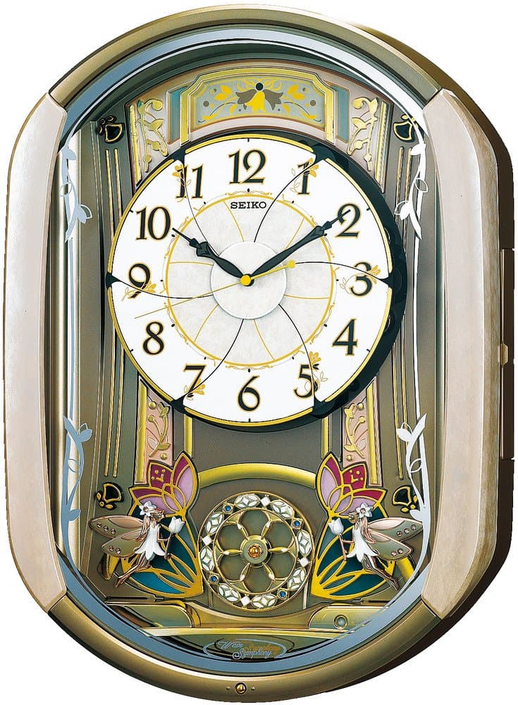 Seiko RE567G Reloj de Pared Karakuri con 30 Melodías, Luz y Movimiento, Rosa Claro