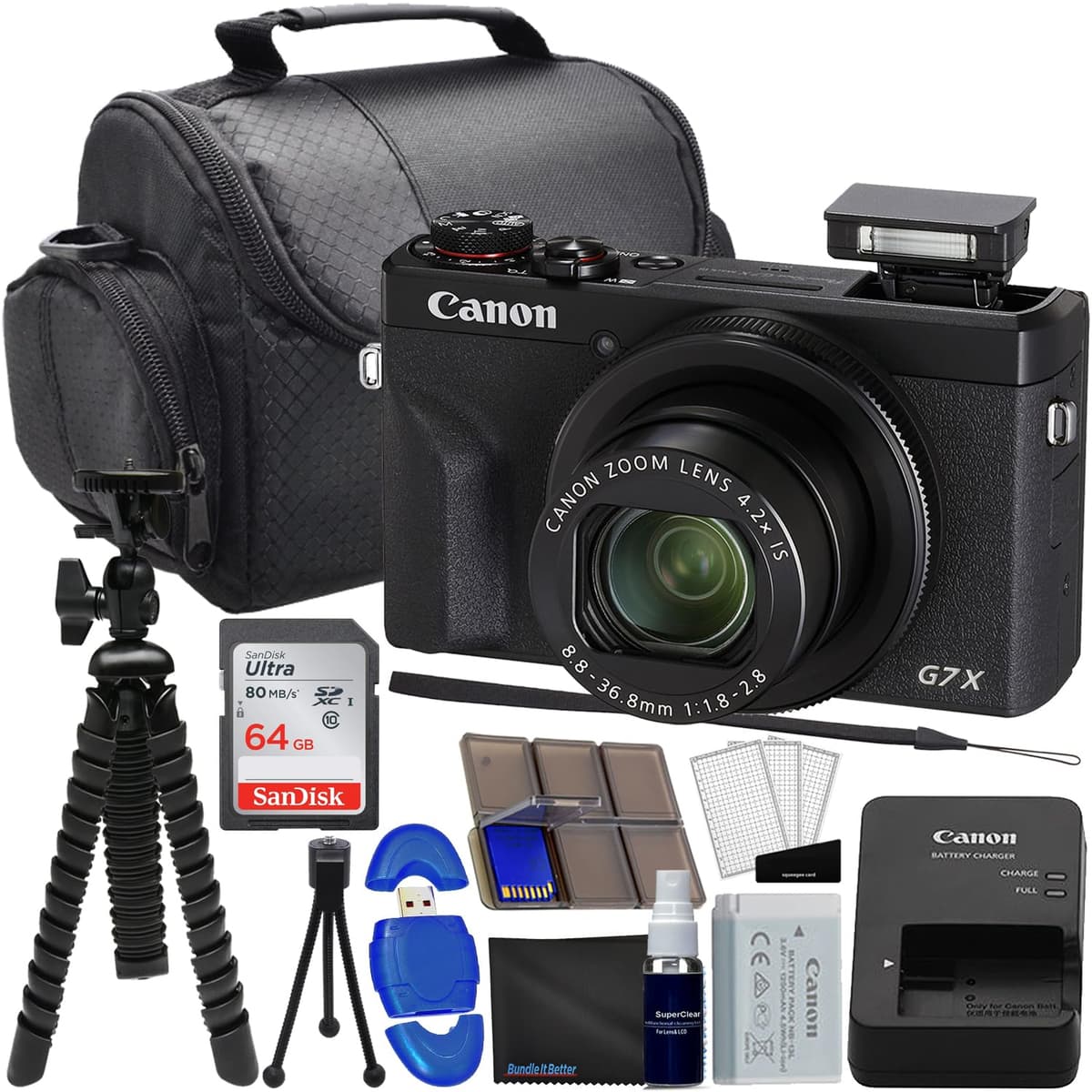 Bundle It Better Canon PowerShot G7 X Mark III Cámara digital (Negro) + Kit fotográfico 20 piezas con 64GB Powershot G7 X Mark III_BK_K3
