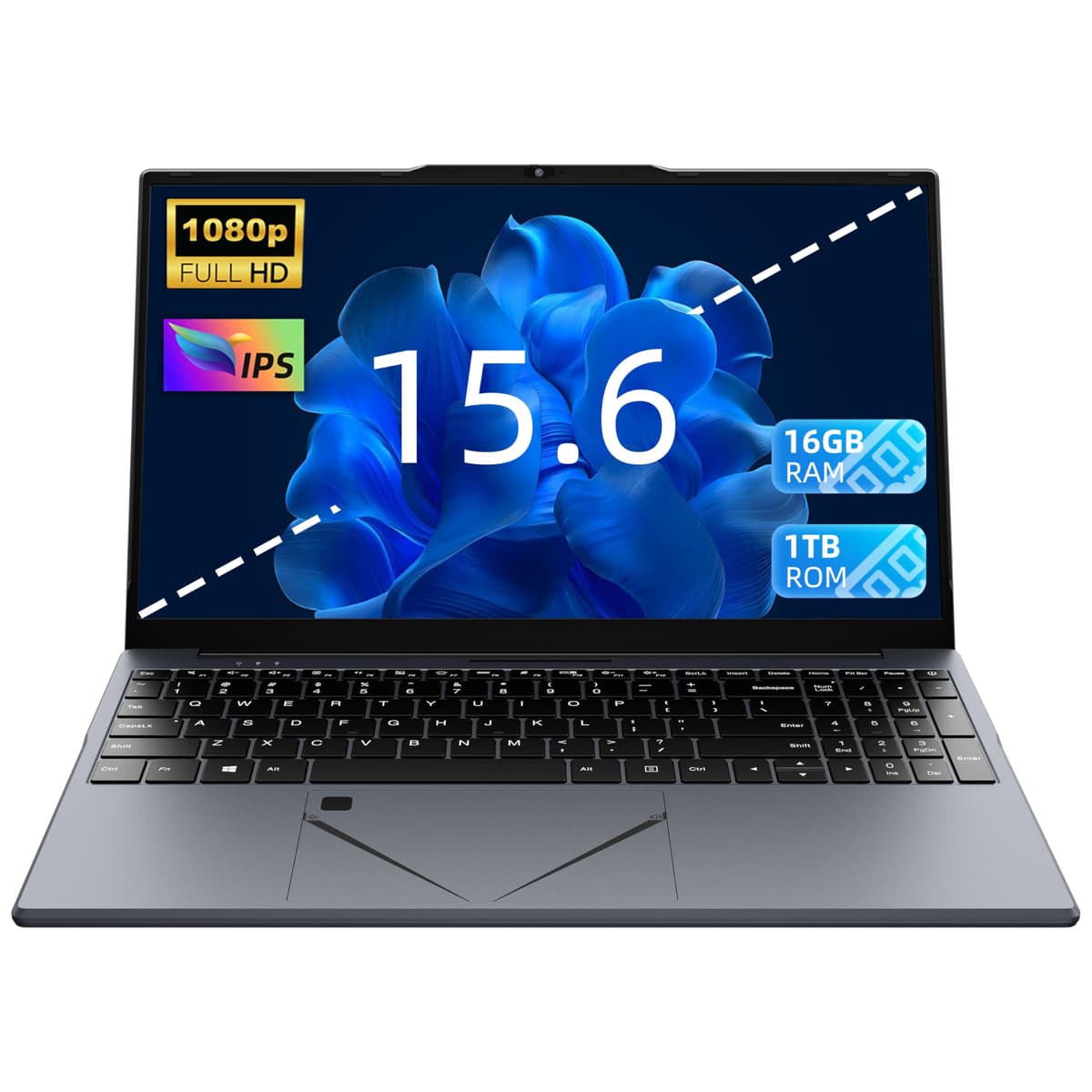 OM-SERVB Laptop 15.6", Ryzen 5 3500U - Supera al i5-1135G7 (hasta 3.7 GHz) Procesador de cuatro núcleos, 16 GB RAM DDR4, SSD NVMe 1 TB, Notebook portátil con panel táctil ajustable y interruptor de privacidad para webcam (16+1 TB)