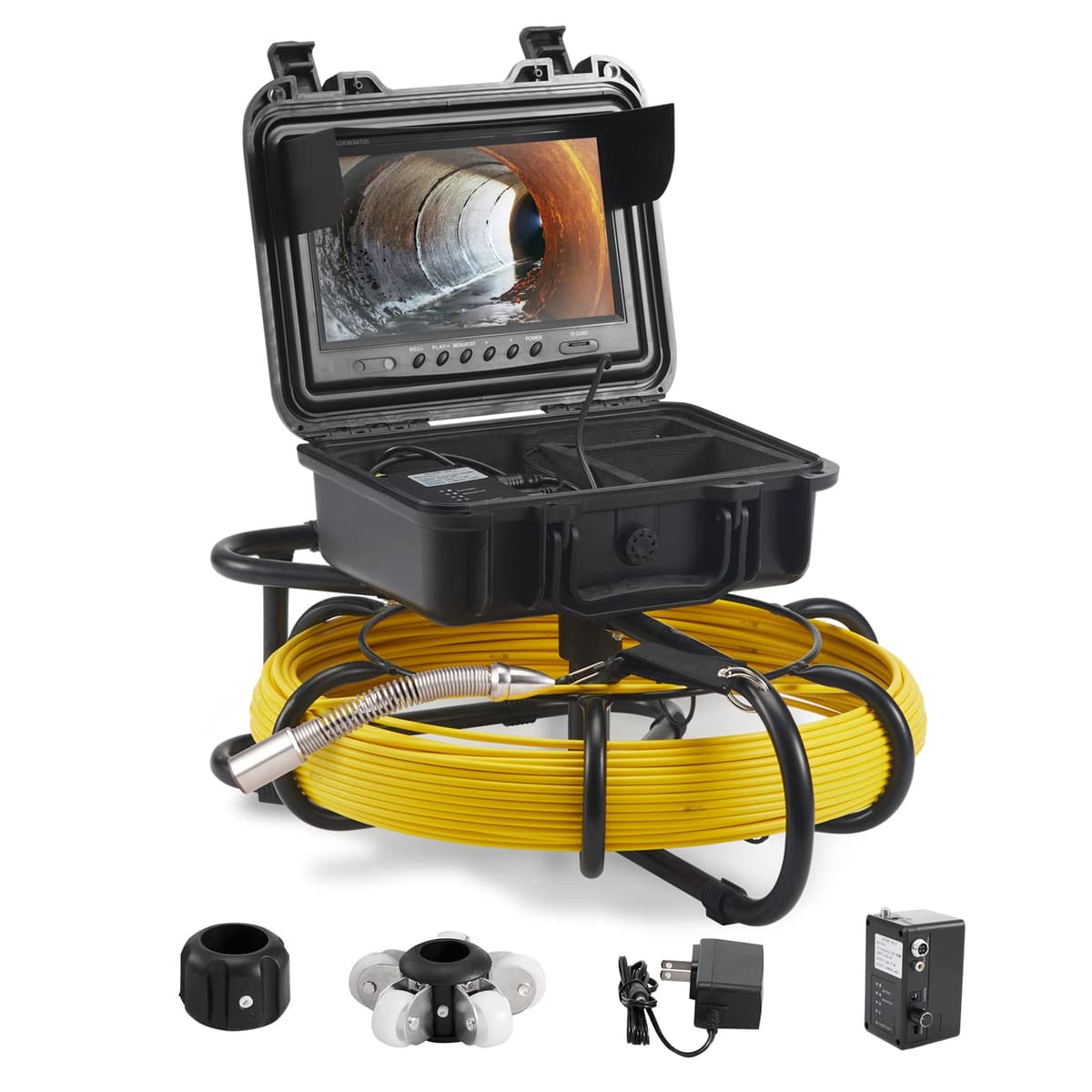 VEVOR Cámara de inspección de cañerías 230 ft / 70 m, pantalla 9 pulgadas, DVR, IP68, 12 LEDs, incluye SD 16GB 230 ft Sewer Camera