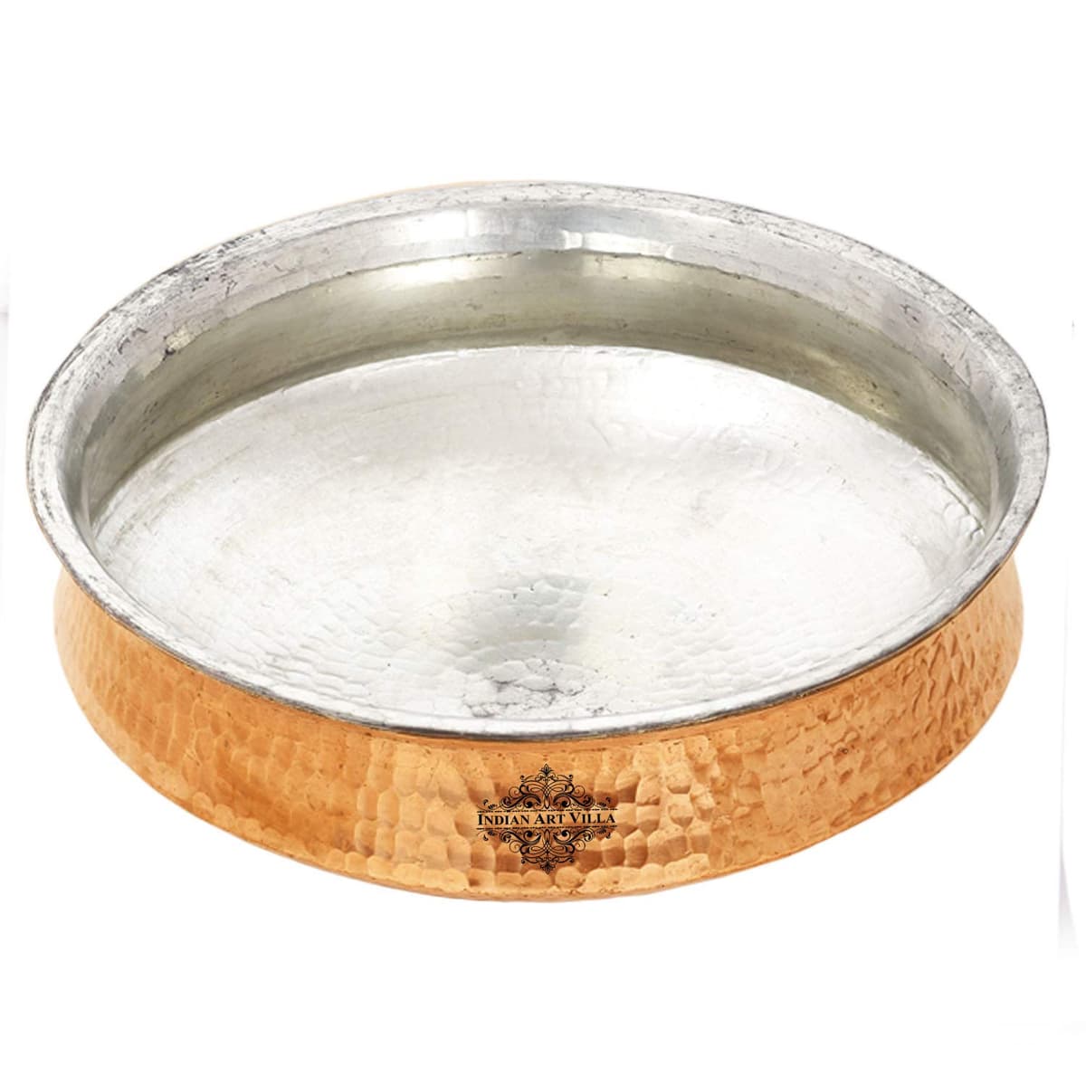 Indian Art Villa lagan handi de cobre martillado con estañado, capacidad 35 L IAV-CC-28-101-24