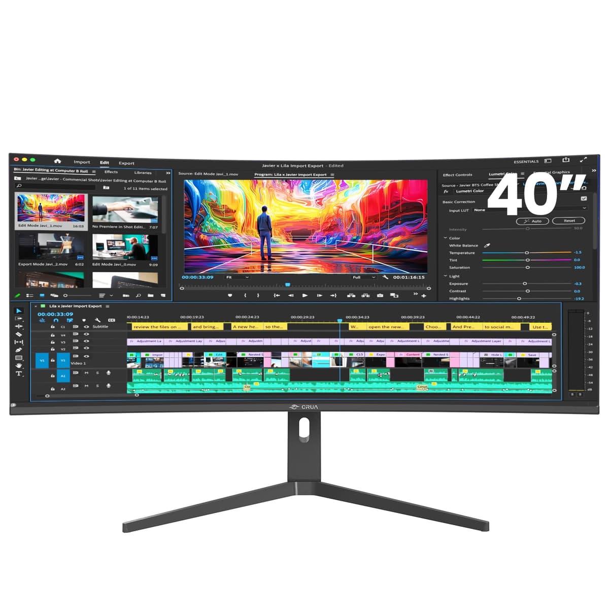 CRUA CR400QA Monitor Curvo 40'' Ultrawide 5K, 120Hz, IPS, Speakers, HDMI & DP