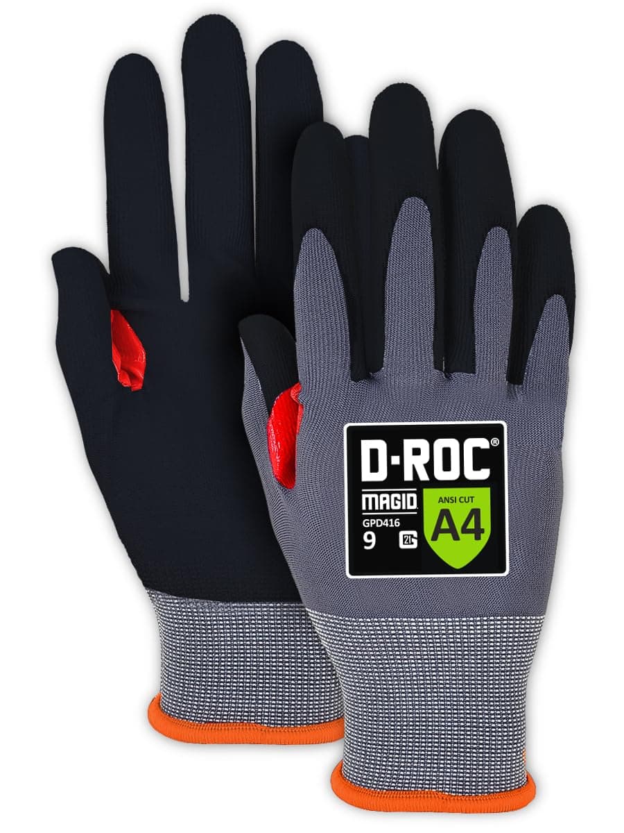 Guante MAGID ROC GPD416 21G nitrilo espumado ANSI A4, 72 pares talla 9/L