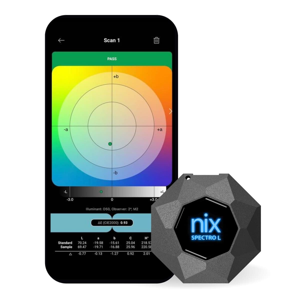 Nix Spectro L Espectrofotómetro y Densitómetro Profesional para Match de Color, Compatible con +200,000 Pinturas