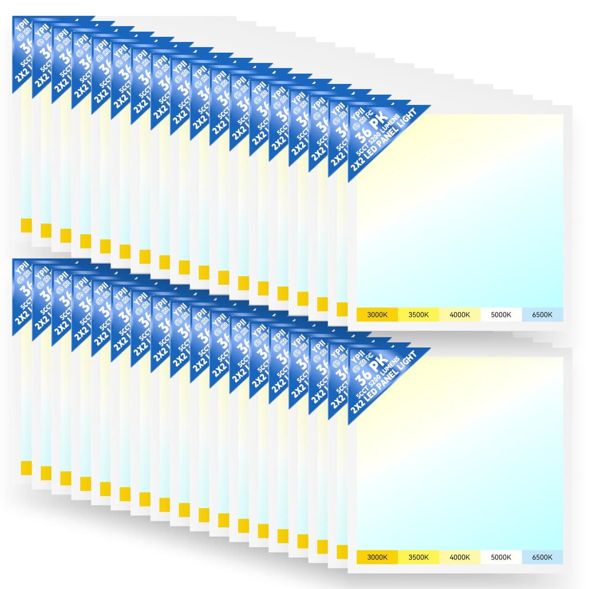 YPII Panel LED 2x2 32 Pack - 5 CCT Ajustable y 5 Potencias Seleccionables BPL5-24-72W-L-H