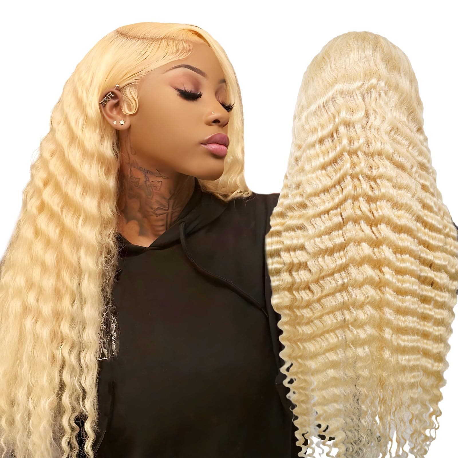 Boyusijf Peluca Lace Front 13x6 HD 613 Blonde Deep Wave 42" 180% Density