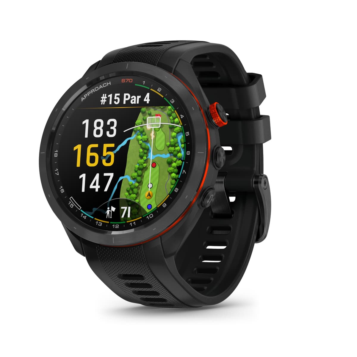 Garmin Approach S70-47 mm bisel de cerámica negro con correa de silicona negra (rehabilitado) 010-N2746-02