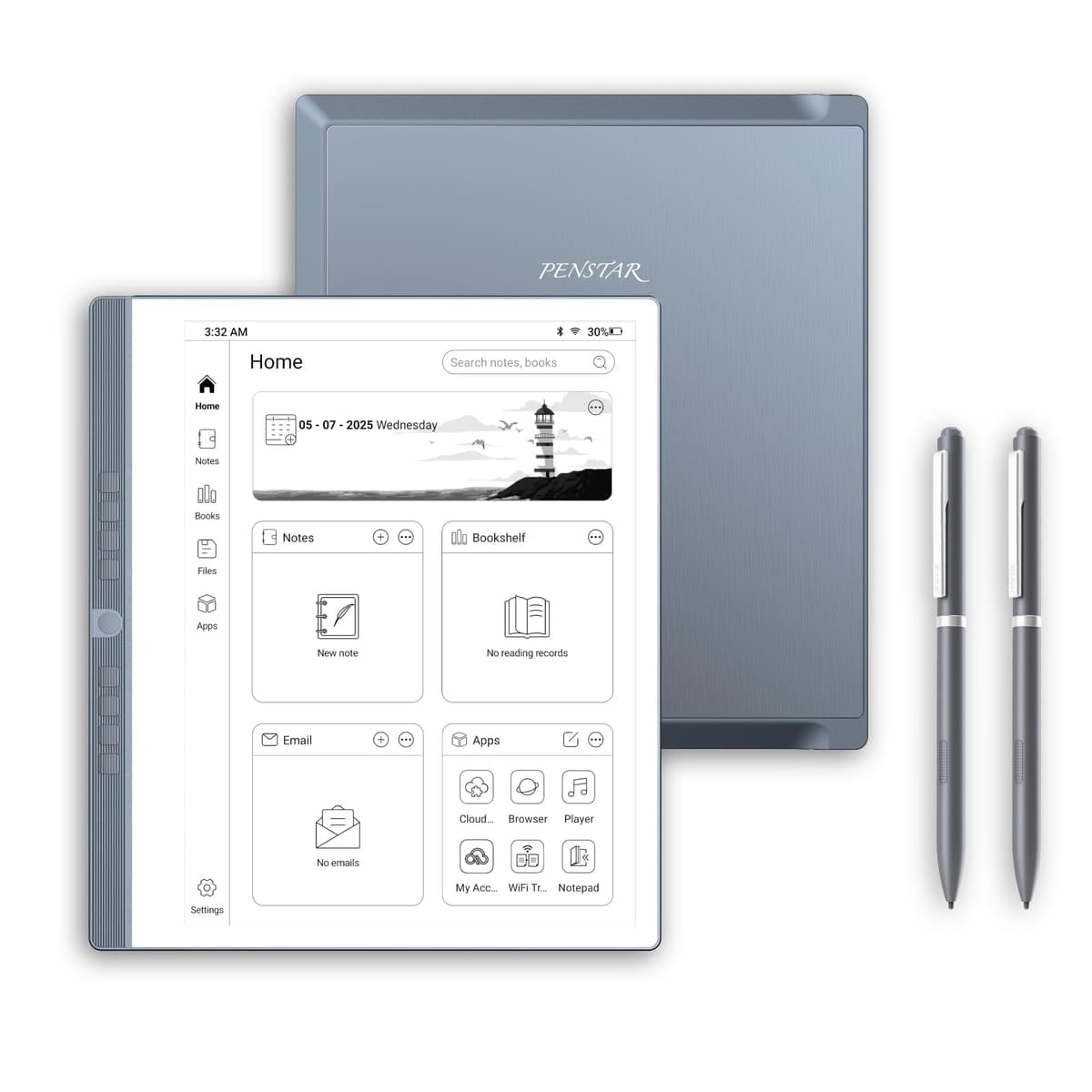 Pack Penstar eNote 2 Paper Tablet, Tableta de Escritura en Pantalla Solo con Lápiz de 10.3", Cuaderno Electrónico Bloc de Notas Digital, Lector E-Ink 300 PPI 4GB 128GB con Funda Folio y Dos Lápices B5 N10PRO