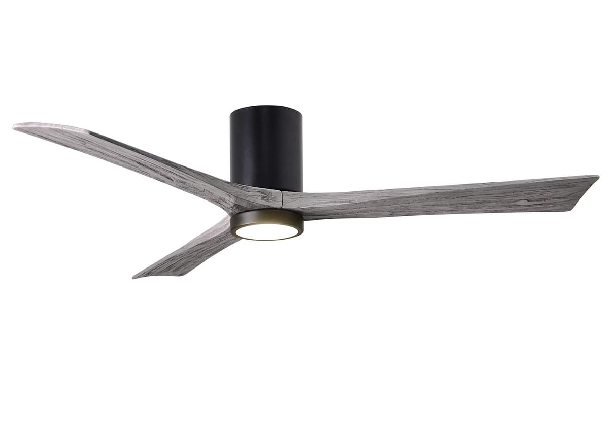 Matthews IR3HLK-BK-BW-60 Irene Apto para Humedad, Ventilador de Techo Empotrado de 60" con Luz y Control Remoto y de Pared, Motor DC Silencioso, 3 Aspas de Madera Maciza, Negro Mate con Tono Madera de Granero