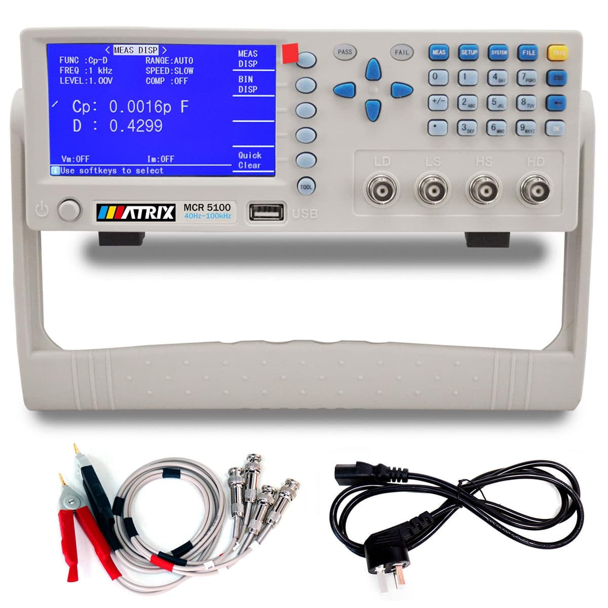 MATRIX MCR-5100 LCR Meter Bench Capacitance/Inductance Meter 40Hz-100kHz Precisión 0.1% MCR5000