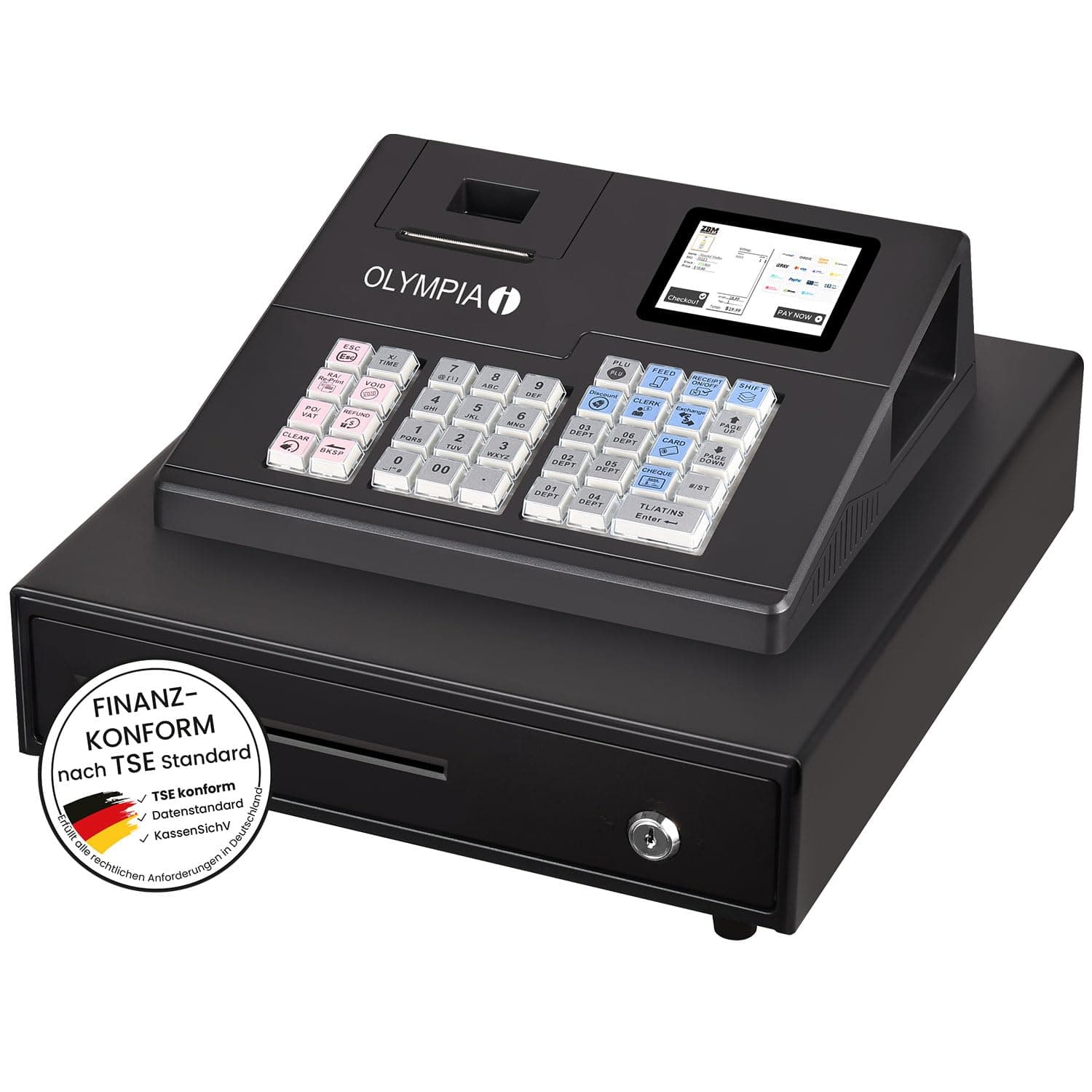Olympia K100 Caja registradora con Android 11, impresora térmica 58 mm y cajón 941001000