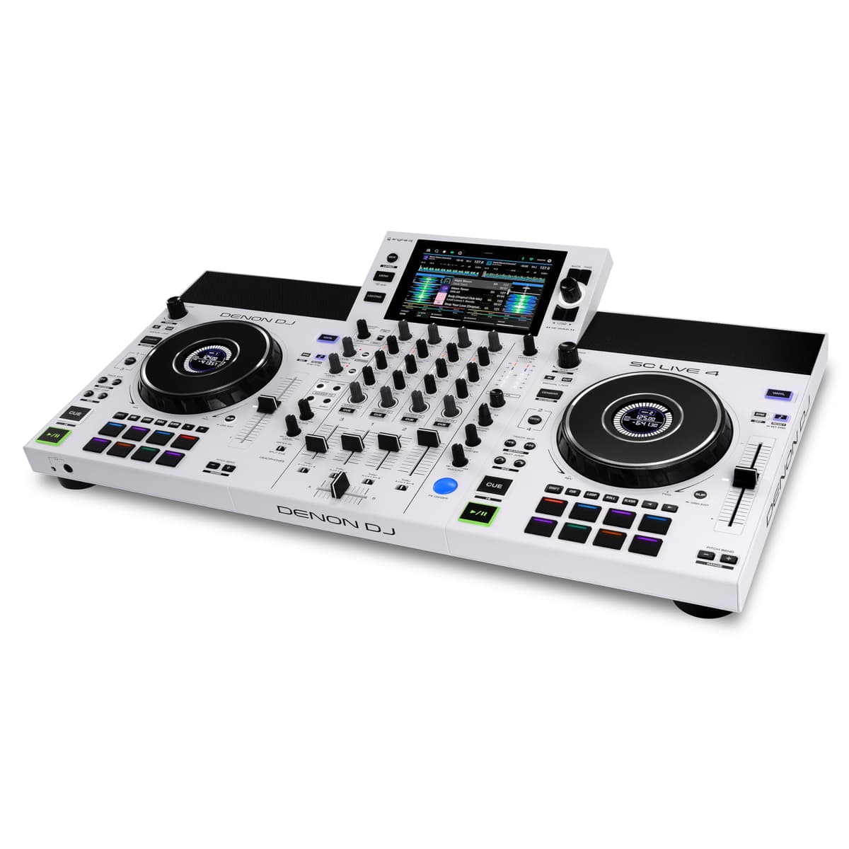 Denon DJ SC LIVE 4 WHITE - Controladora DJ 4 canales standalone con parlantes y Wi-Fi