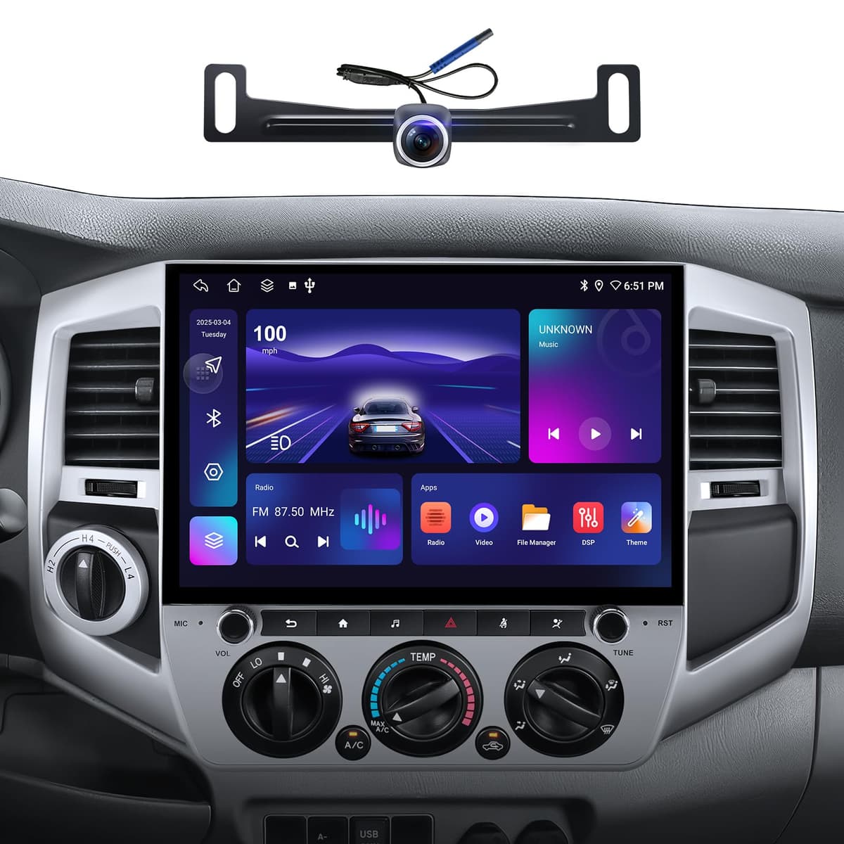 AINAVI Pantalla 12.5" QLED estéreo para auto con kit de tablero para Toyota Tacoma 2005-2015,6G+128G, CarPlay y Android Auto 12.5 inch 6G+128G