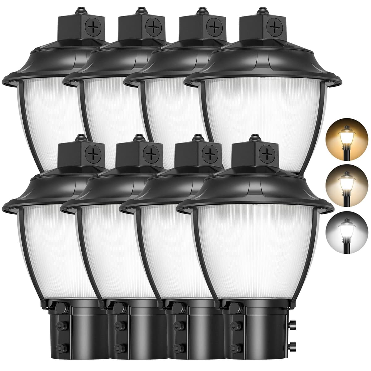 YELLORE Poste LED ajustable 100W/80W/60W ETL DLC IP65 con sensor crepúsculo (8 pack) NG-PAL-100WCD-358P