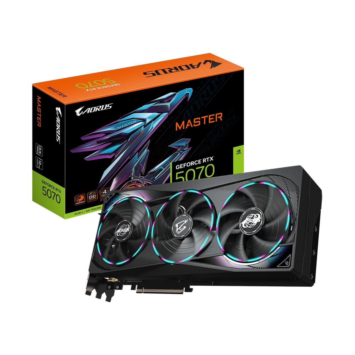 GIGABYTE AORUS GeForce RTX 5070 MASTER 12G - 12GB GDDR7, PCIe 5.0, WINDFORCE GV-N5070AORUS M-12GD
