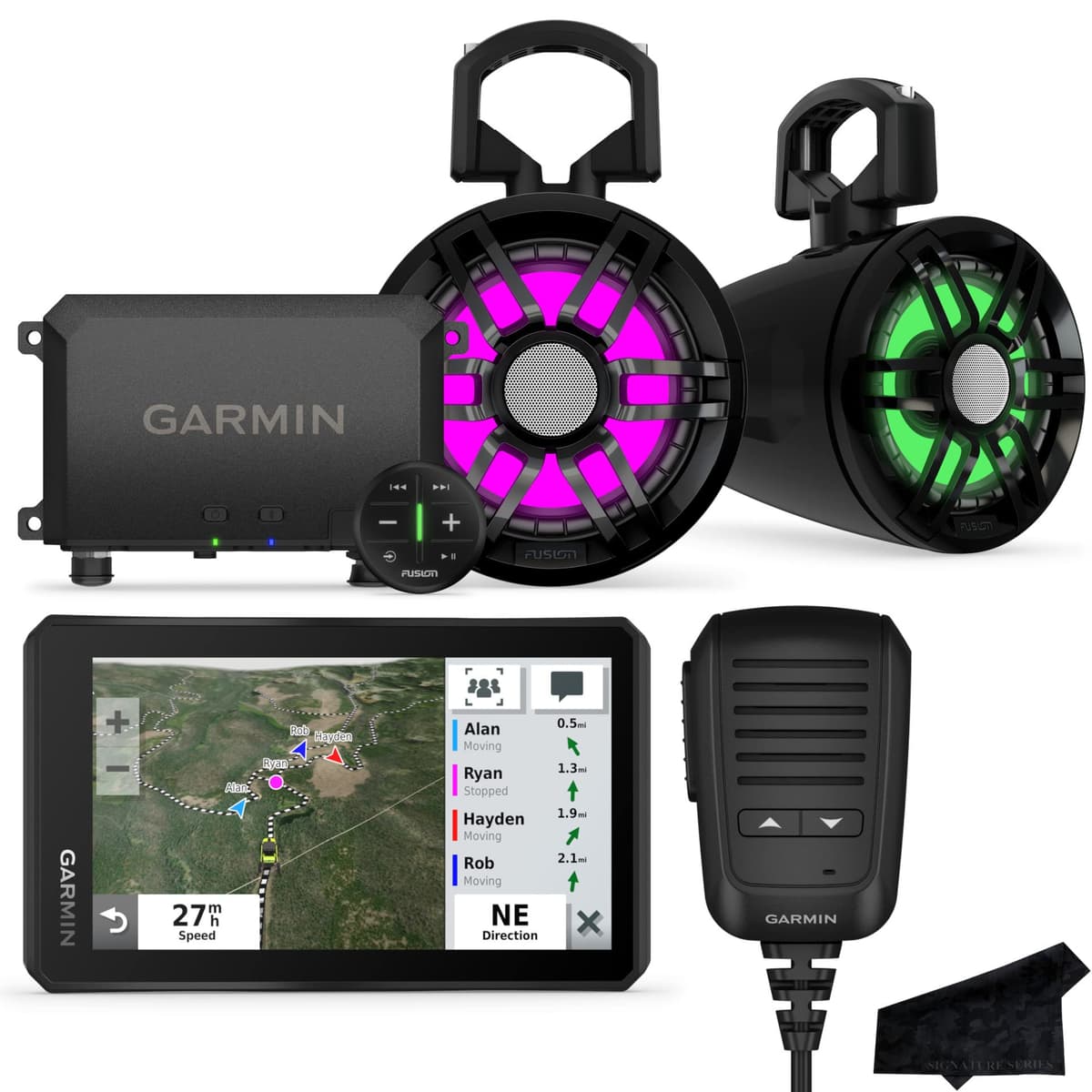 Certified Brands Garmin Tread Base Edition con Group Ride Radio y Fusion Marine Audio System 010-02406-00+010-02646-00