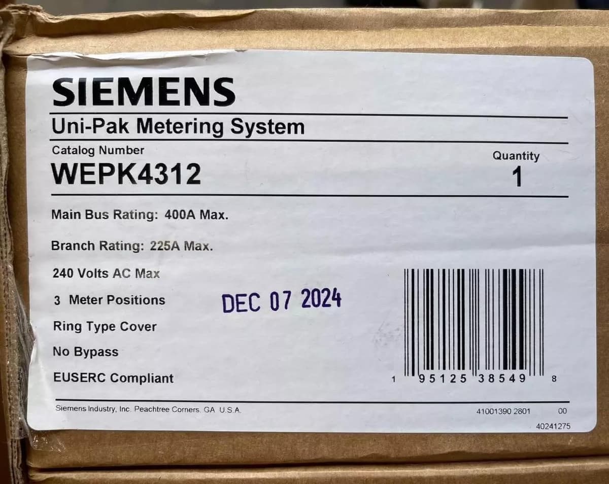 Siemens WEPK4312 Tapa Ring Type 3-Gang 1-Phase