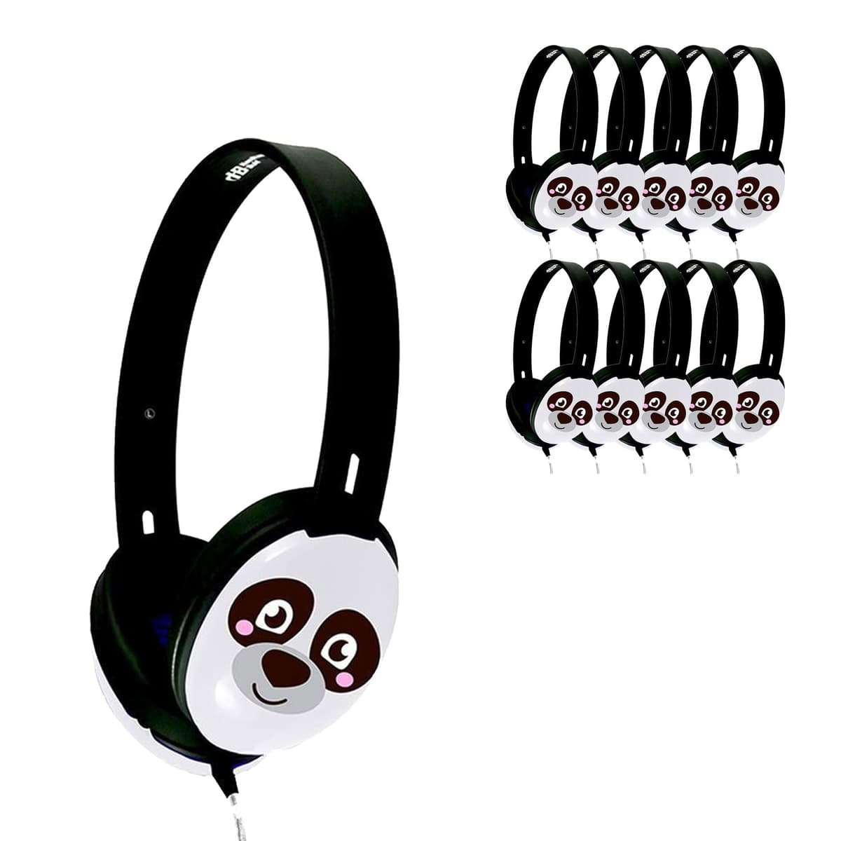 HamiltonBuhl Primo PRM100P-100, paquete de 100 auriculares con diseño panda y conector 3.5mm