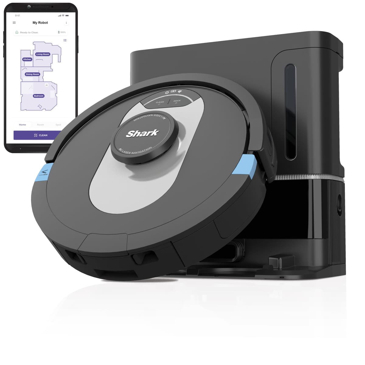 Shark RV2502AE Aspiradora Robot AI Ultra con Auto-Vaciado, Negro