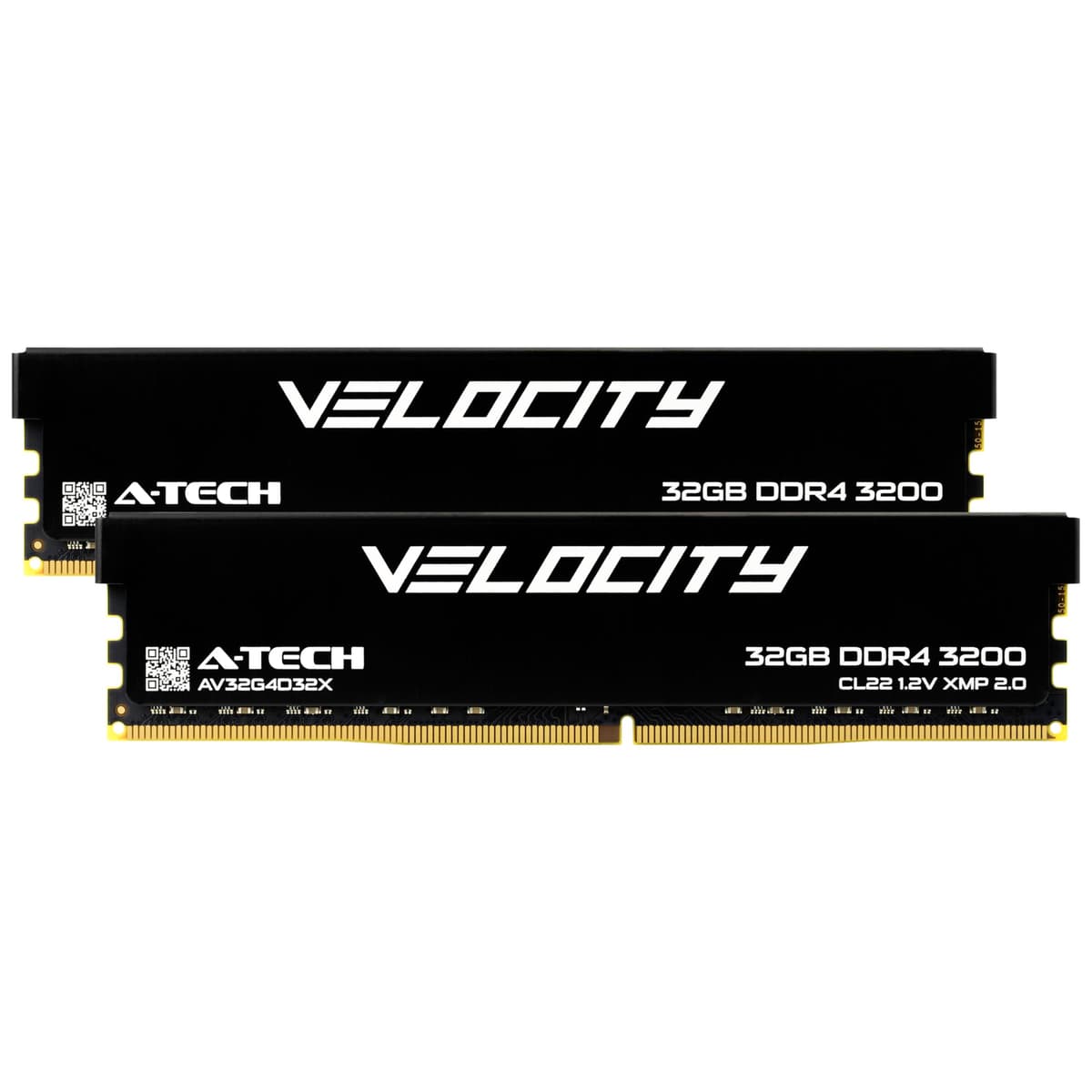 A-Tech Velocity RAM 64GB (2x32GB) DDR4 3200MHz (PC4-25600) XMP 2.0 UDIMM 1.2V No ECC DIMM de 288 pines Memoria para PC de Escritorio y Gaming - AV2K32G4D32X