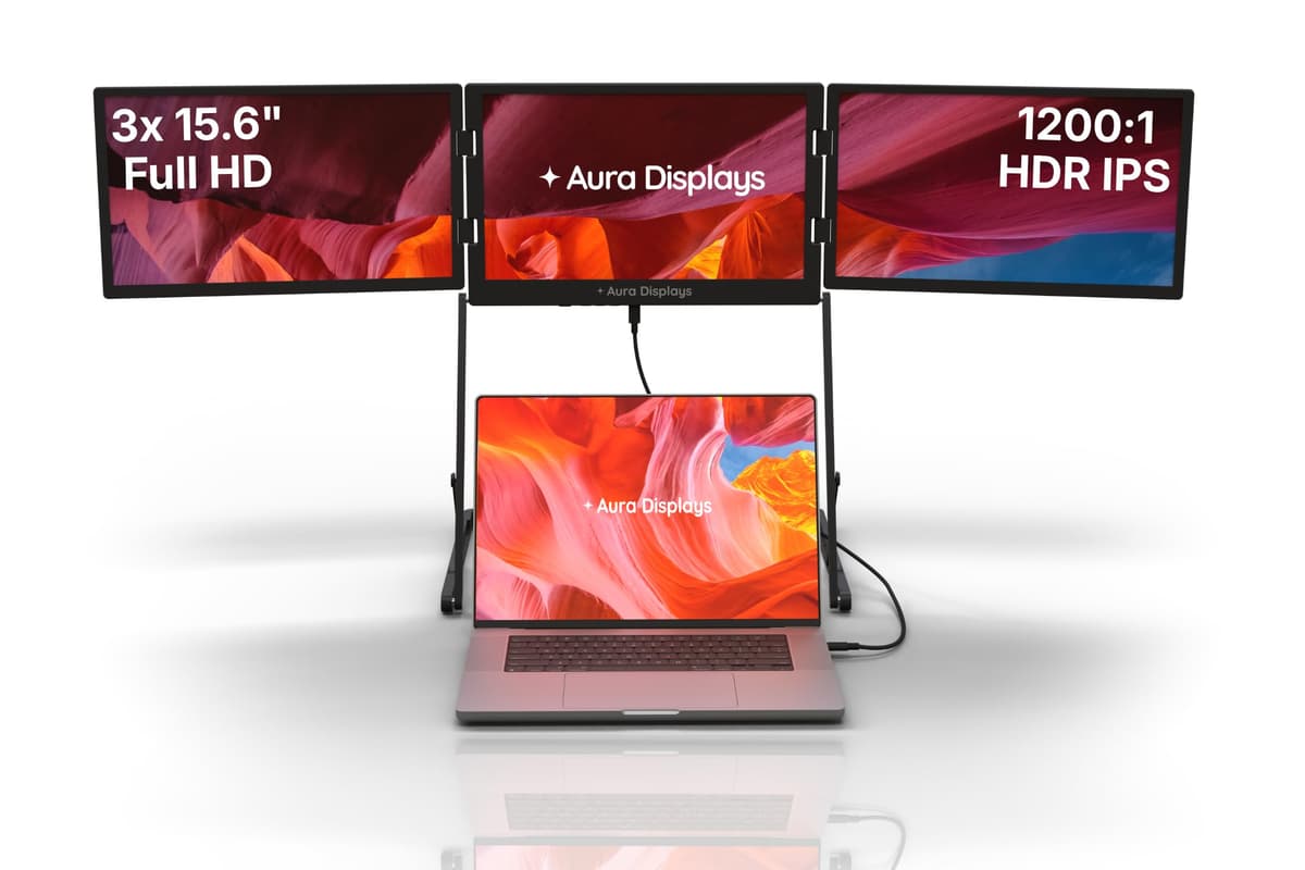 Aura Displays Triple Aero 15.6” Pro Max - Triple monitor portátil premium