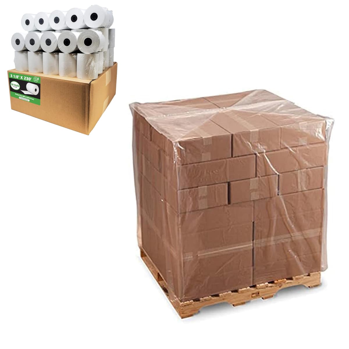 Papel Térmico Sin Fenol 48 GSM 3 1/8" x 230' ft (También Libre de BPA y BPS - 50 Cajas / 2500 Rollos) Rollos de Recibo Amigables con el Clima compatibles con todas las Impresoras Registradoras POS SCP700 TSP100 de BuyRegisterRolls BRR