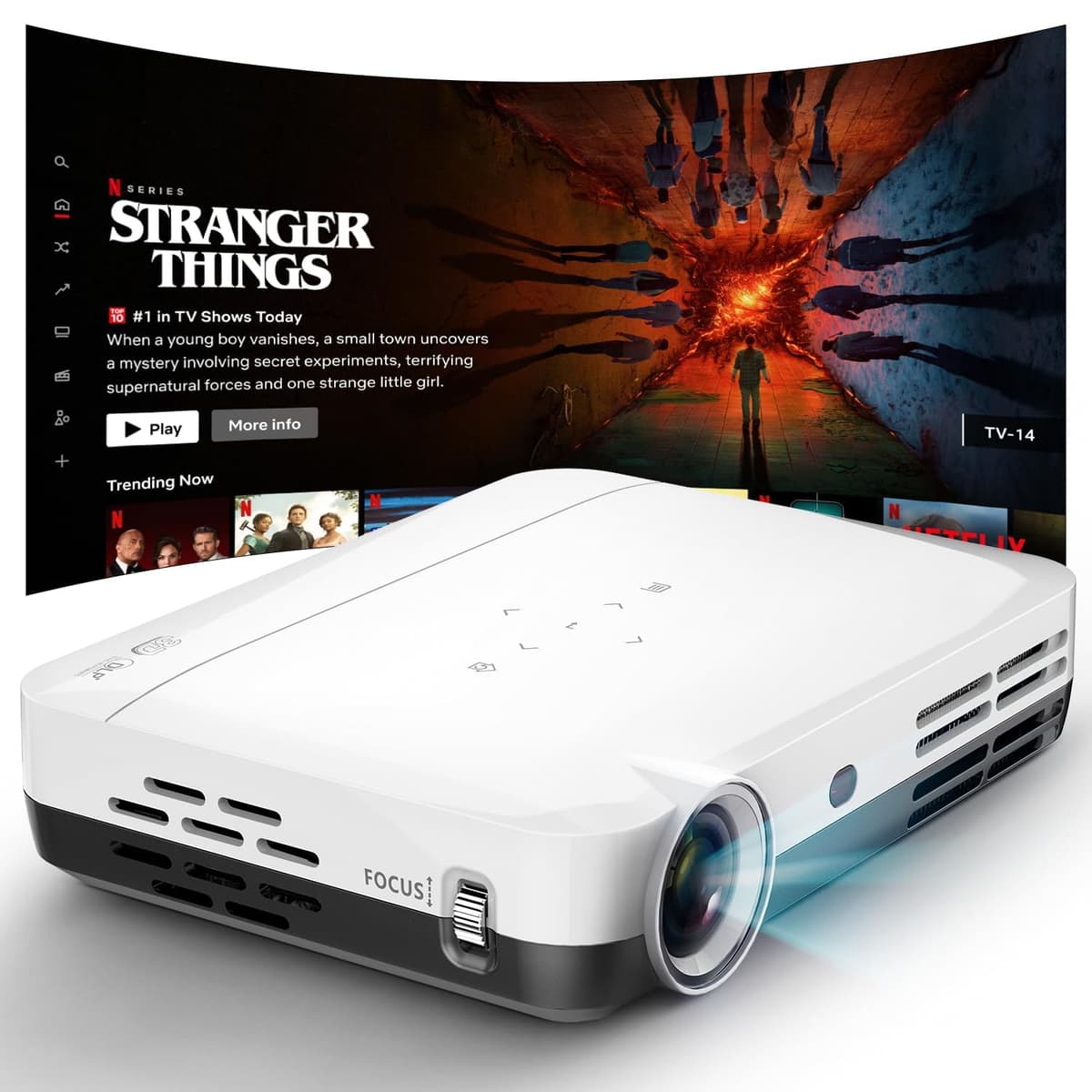 Boss S7 Projector 4K 7000 Lúmenes, Android Smart, Wi-Fi y Bluetooth, Screen y Montura incluidos Outdoor 4K Projector Prime