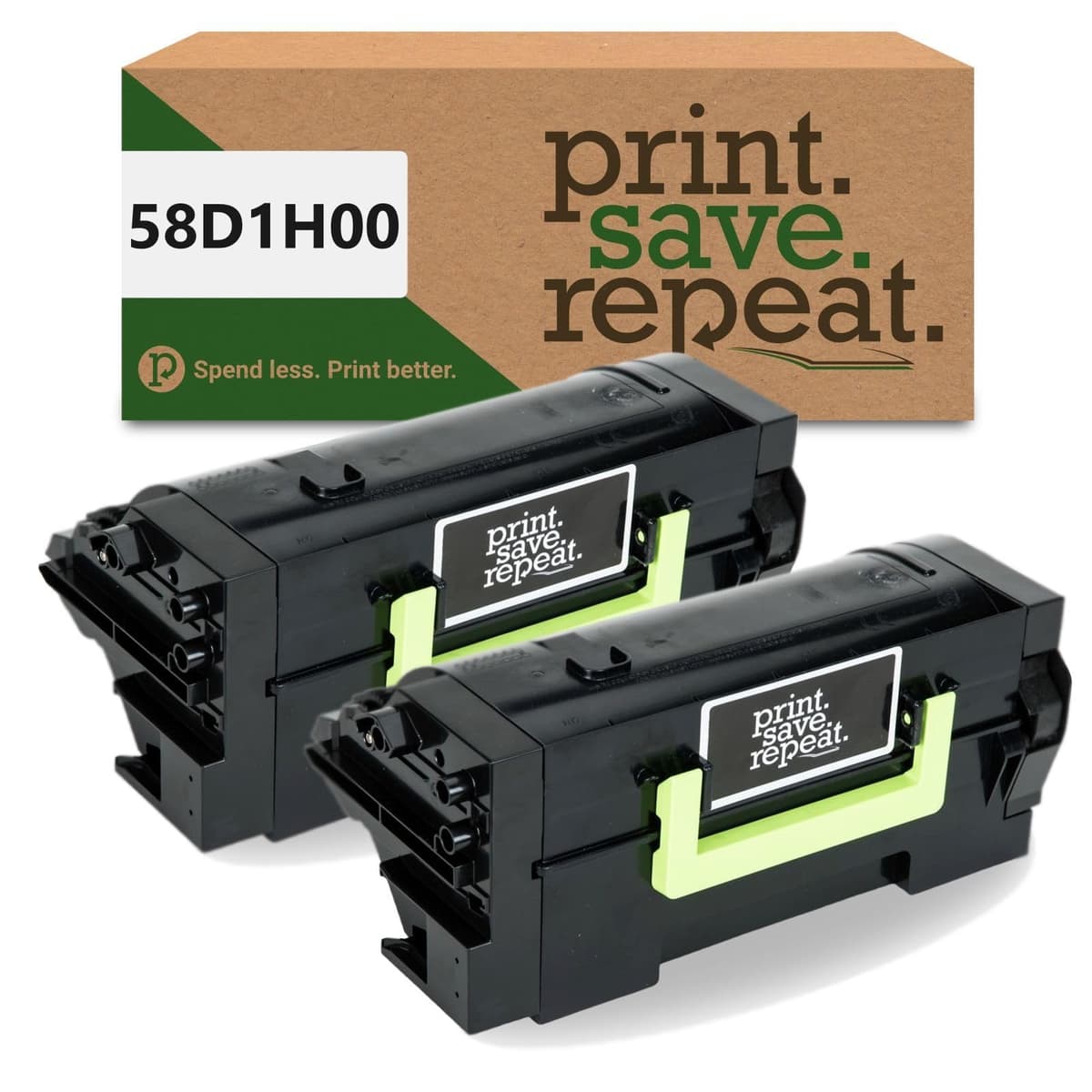 Print.Save.Repeat. Pack x2 Toner remanufacturado Lexmark 58D1H00 alta capacidad (15,000 pág c/u) 58D1H00-IPS-2P