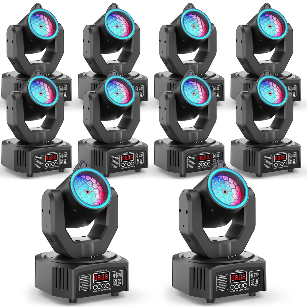 GdjRttk Kit 10x Mini Moving Head 30W con Beam, GOBO, DMX512 y Control Remoto 2374X10