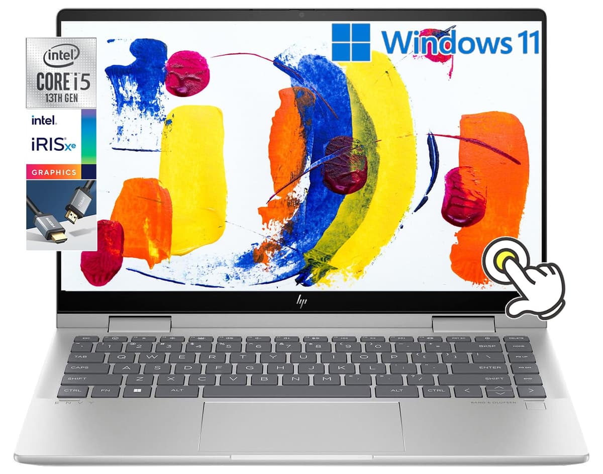HP Envy x360 2 en 1 14" FHD IPS táctil Intel Core i5-1335U (mejor que i7-1260U) teclado retroiluminado lector de huellas, Windows 11 | Plata natural (8GB RAM | 512GB SSD) (14 pulgadas)