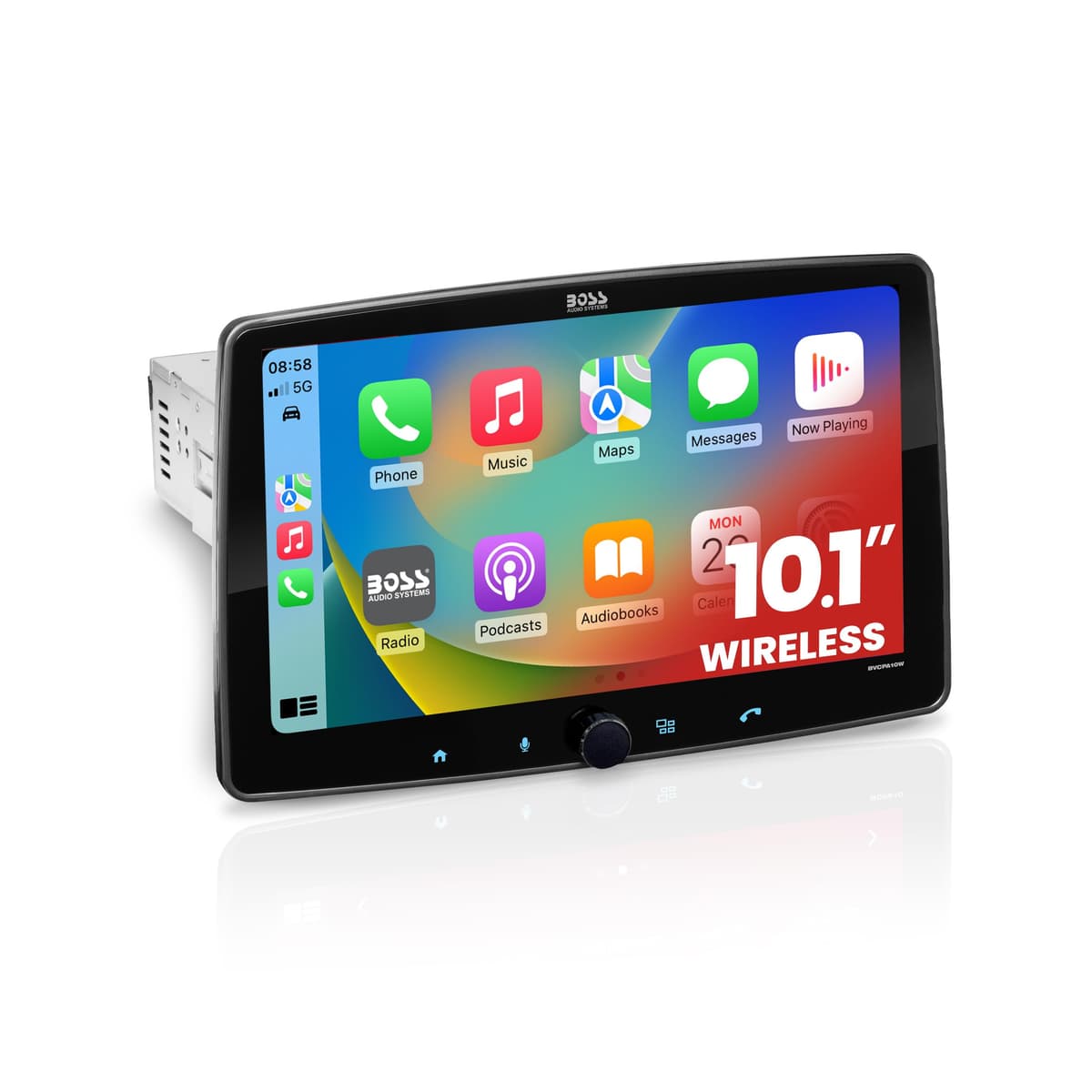 BOSS Audio Systems BVCPA10W Estéreo para Auto - Apple CarPlay y Android Auto Inalámbricos, Din Simple con Pantalla Táctil LCD de 10.1 Pulgadas, Audio y Llamadas por Bluetooth, Unidad Principal Receptora de Radio, Sin Reproductor CD/DVD