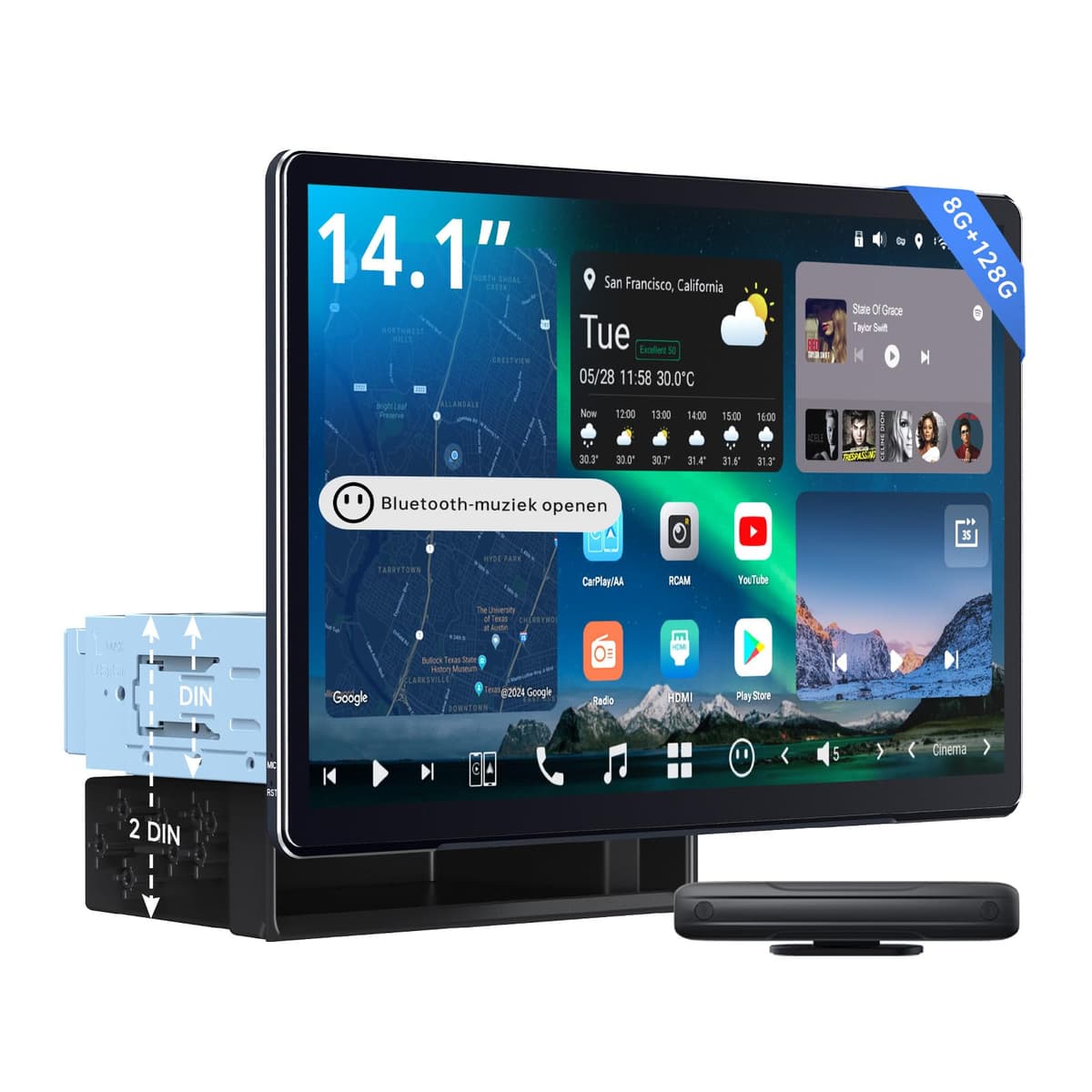 ATOTOZONE Radio Android para Auto X10G141E 14.1" QLED, 8G+128G, Dual-Cam y audio 7.1.2
