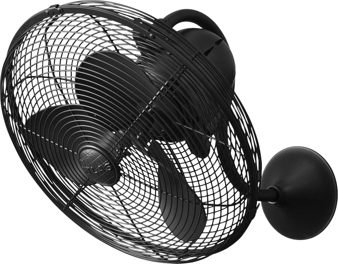 Matthews Laura 16" Oscilante DC, pared, 90° oscilación, 3 hojas metal negro, damp-rated LL-BK