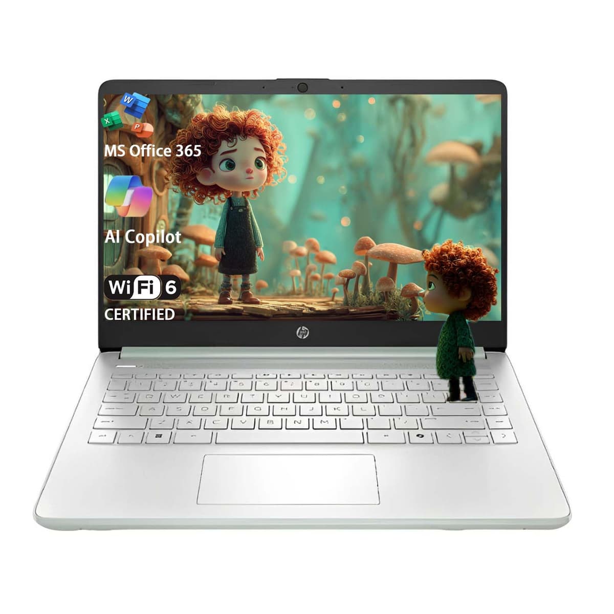 HP Stream 14 para Estudiantes y Negocios, Microsoft Office 365, Copilot AI, 1 TB en la Nube, Procesador Intel N150 (Cuatro núcleos), 32 GB RAM, 128 GB UFS, Verde Willow, Windows 11 Home, con Kit 5ave 14-dq6000